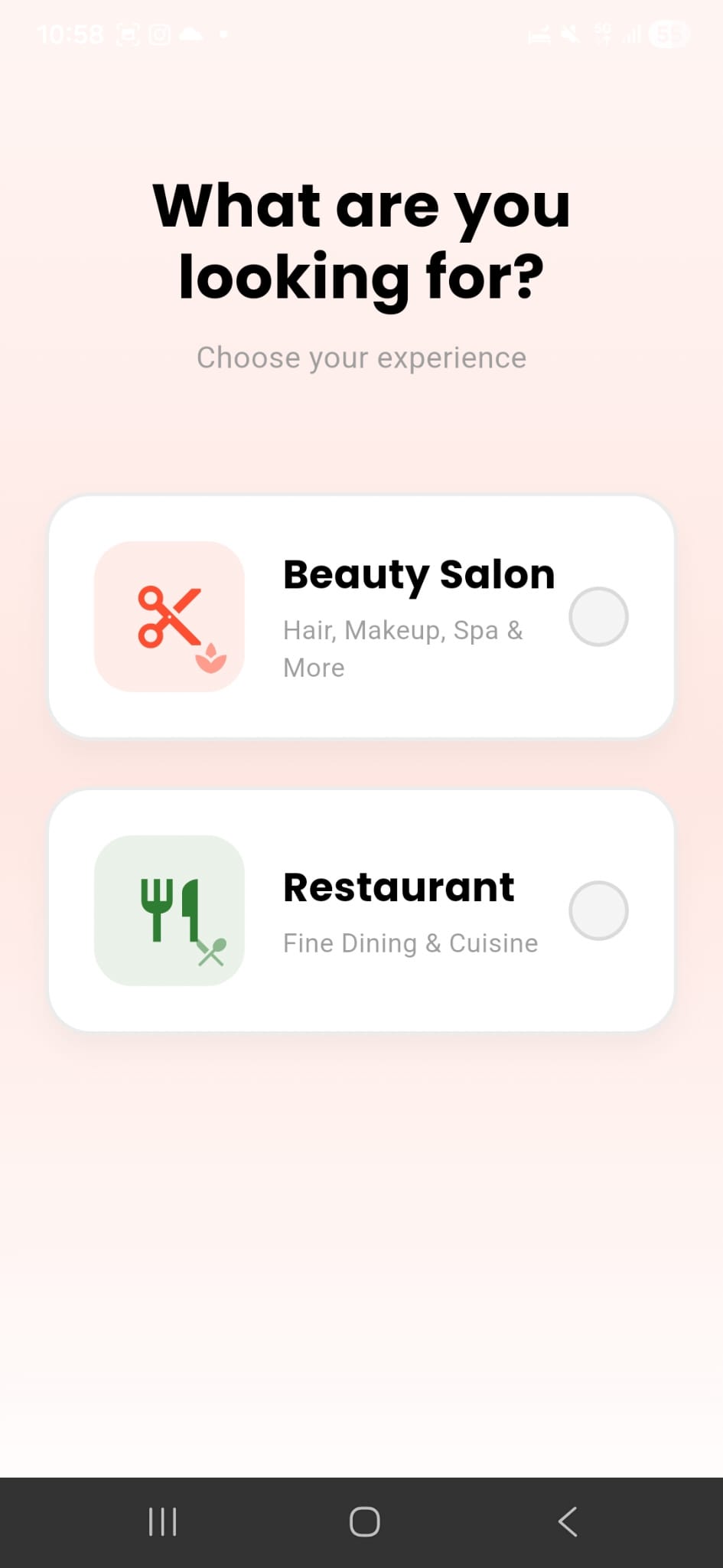P'Yai app — Choose restaurant or beauty salon