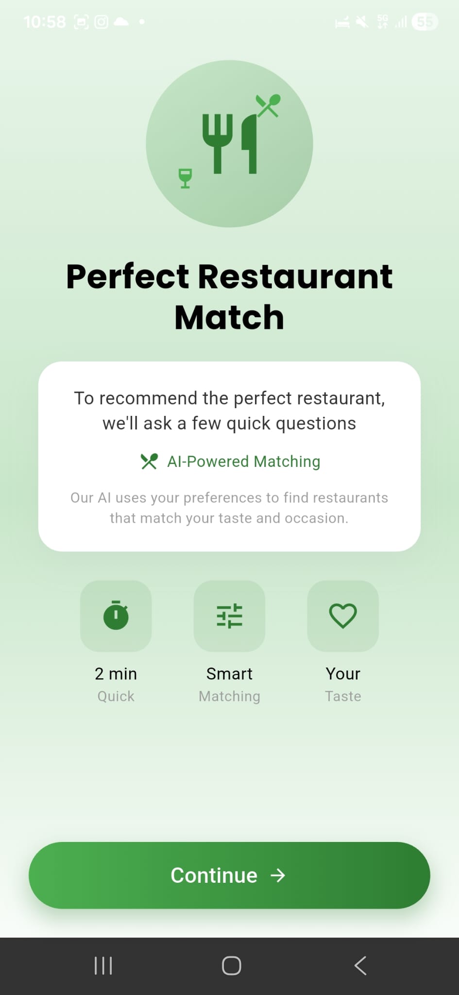 P'Yai AI-powered matching start screen
